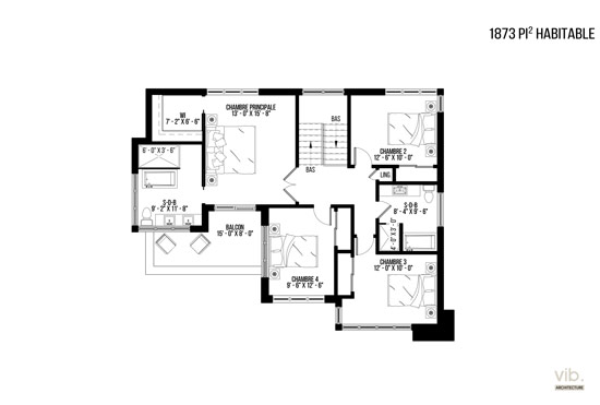 C-100 - Plan de maison &agrave; &eacute;tages &agrave; vendre - Plan de l'&eacute;tage
