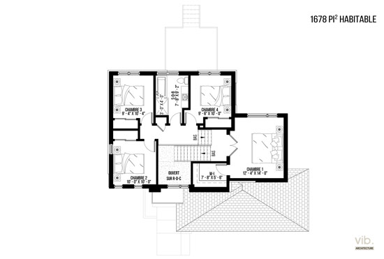C-112 - Plan de maison &agrave; &eacute;tages &agrave; vendre - Plan de l'&eacute;tage