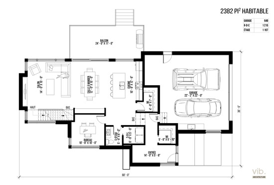 C-121 - Plan de maison &agrave; &eacute;tages &agrave; vendre - Plan du rez-de-chauss&eacute;e