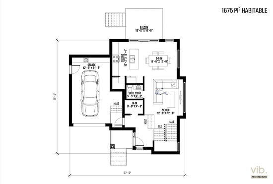 V-100-B - Plan de maison à étages à vendre - Plan du rez-de-chaussée