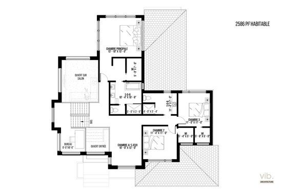 V-102 - Plan de maison à étages à vendre - Plan de l'étage