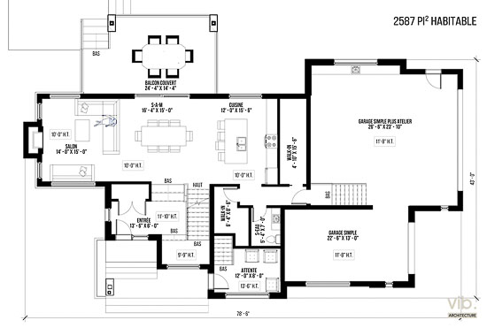 V-104 - Plan de maison à étages à vendre - Plan du rez-de-chaussée