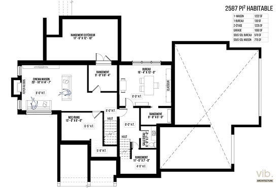 V-104 - Plan de maison à étages à vendre - Plan du sous-sol