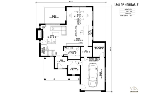 V-109 - Plan de maison à étages à vendre - Plan du rez-de-chaussée