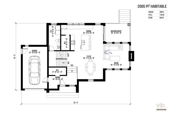 V-113 - Plan de maison à étages à vendre - Plan du rez-de-chaussée