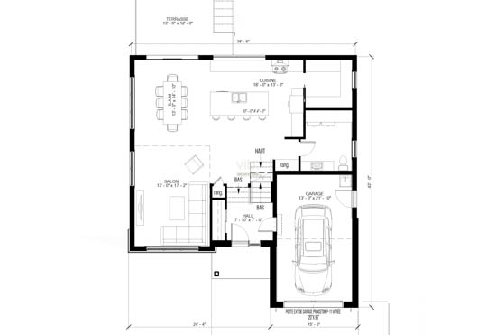 V-122 - Plan de maison &agrave; &eacute;tages &agrave; vendre - Plan du rez-de-chauss&eacute;e