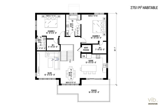 V-127 - Plan de maison à étages à vendre - Plan de l'étage