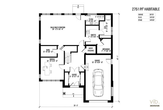 V-127 - Plan de maison à étages à vendre - Plan du rez-de-chaussée