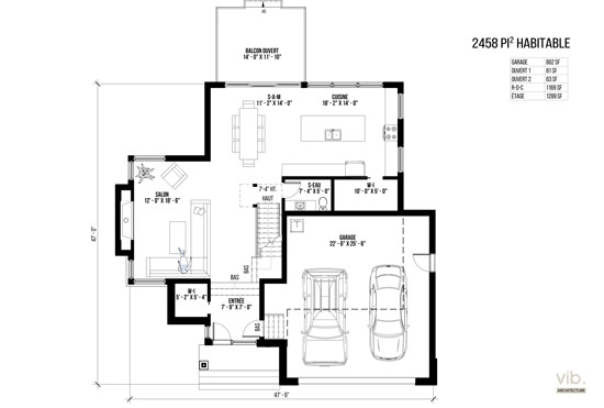 V-128 - Plan de maison à étages à vendre - Plan du rez-de-chaussée
