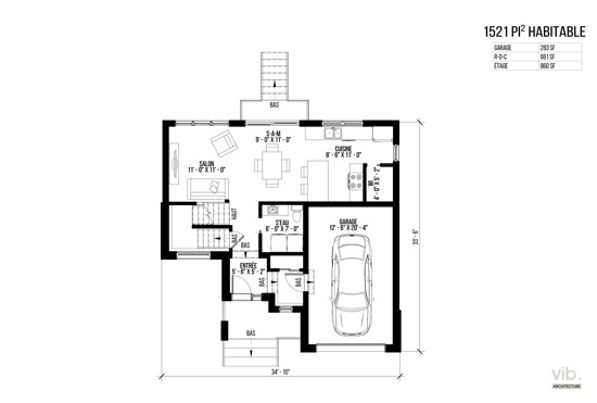 V-130-A - Plan de maison à étages à vendre - Plan du rez-de-chaussée