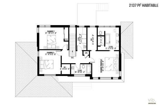 V-132 - Plan de maison à étages à vendre - Plan de l'étage