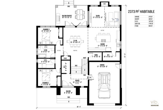 V-133 - Plan de maison à étages à vendre - Plan du rez-de-chaussée