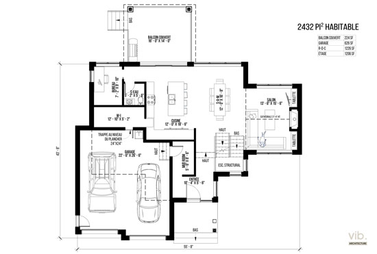 V-149-A - Plan de maison à étages à vendre - Plan du rez-de-chaussée