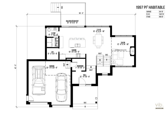 V-149-B - Plan de maison &agrave; &eacute;tages &agrave; vendre - Plan du rez-de-chauss&eacute;e