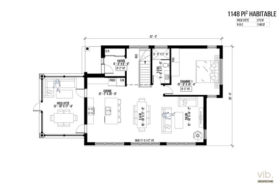 V-153 - Plan de maison à étages à vendre - Plan du rez-de-chaussée