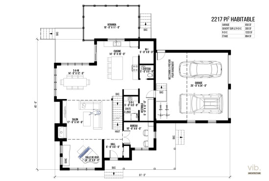 V-156 - Plan de maison &agrave; &eacute;tages &agrave; vendre - Plan du rez-de-chauss&eacute;e