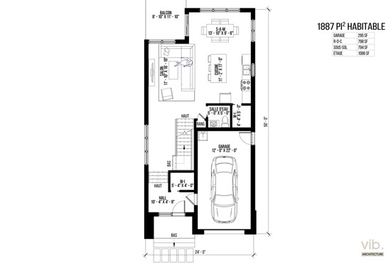 V-164 - Plan de maison à étages à vendre - Plan du rez-de-chaussée