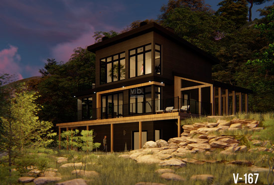 V-167 - Plan de maison &agrave; &eacute;tages &agrave; vendre - Image arri&egrave;re