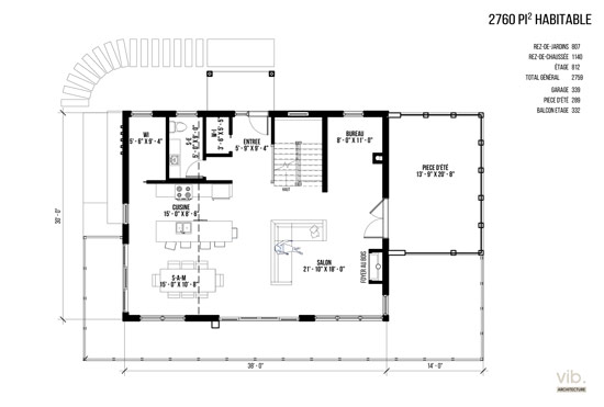 V-167 - Plan de maison &agrave; &eacute;tages &agrave; vendre - Plan du rez-de-chauss&eacute;e