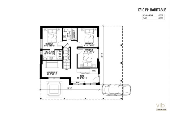 V-170 - Plan de maison à étages à vendre - Plan du rez-de-chaussée