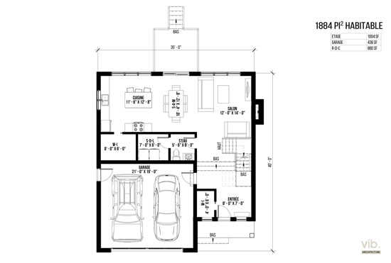 V-172-A - Plan de maison à étages à vendre - Plan du rez-de-chaussée