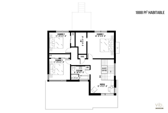 V-172-B - Plan de maison à étages à vendre - Plan de l'étage