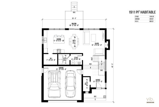 V-172-C - Plan de maison à étages à vendre - Plan du rez-de-chaussée