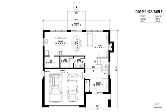 V-172-D - Plan de maison à étages à vendre - Plan du rez-de-chaussée