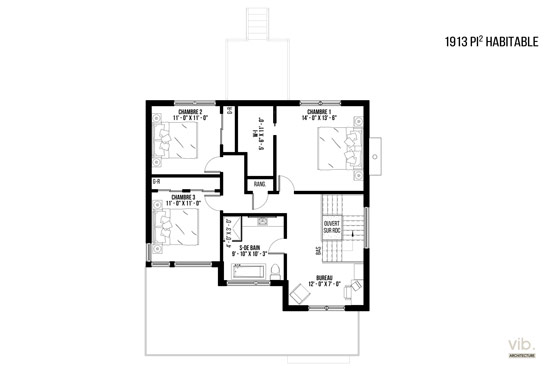 V-172-E - Plan de maison à étages à vendre - Plan de l'étage