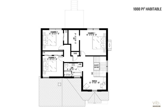 V-172-F - Plan de maison à étages à vendre - Plan de l'étage