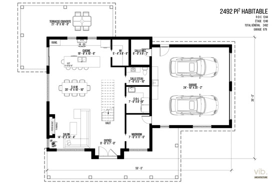 V-236 - Plan de maison à étages à vendre - Plan du rez-de-chaussée