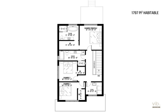 V-245-B - Plan de maison à étages à vendre - Plan de l'étage