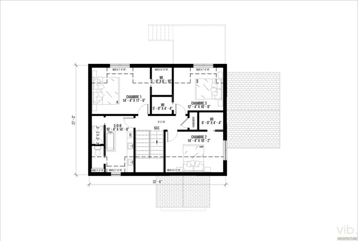 V-258-B - Plan de maison à étages à vendre - Plan de l'étage