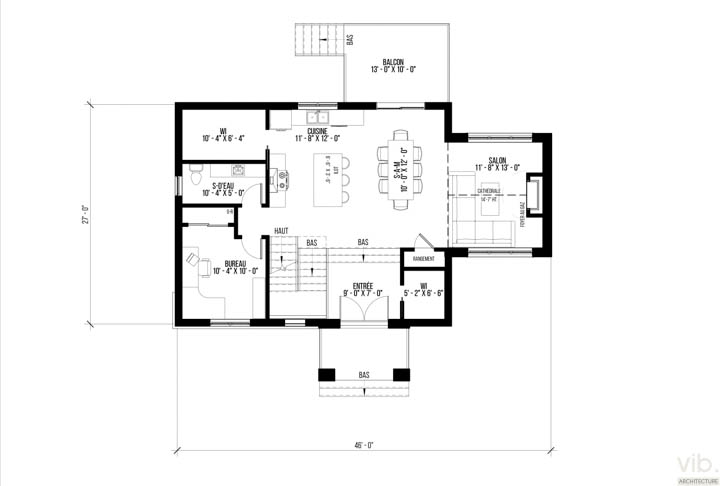 V-258-B - Plan de maison à étages à vendre - Plan du rez-de-chaussée