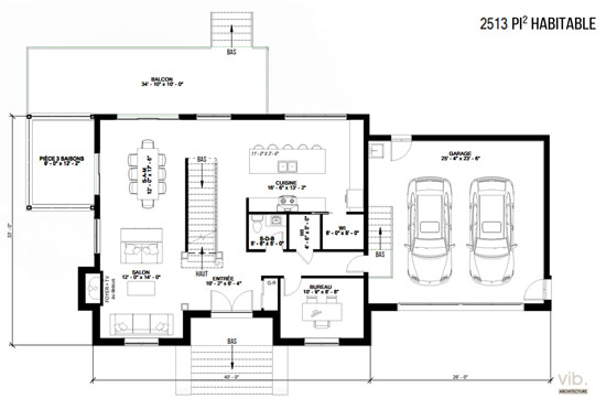 V-265 - Plan de maison à étages à vendre - Plan du rez-de-chaussée