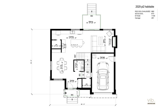 V-269 - Plan de maison à étages à vendre - Plan du rez-de-chaussée