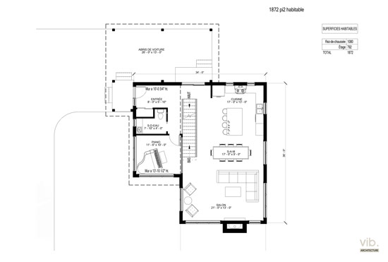 V-278-A - Plan de maison à étages à vendre - Plan du rez-de-chaussée