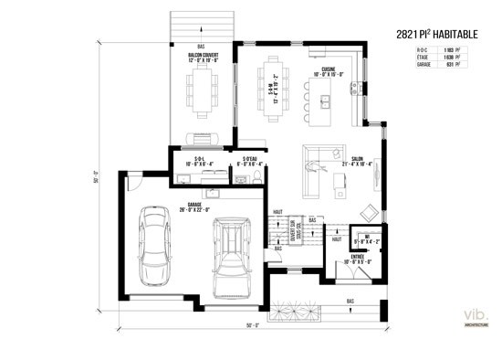 VC-124 - Plan de maison à étages à vendre - Plan du rez-de-chaussée