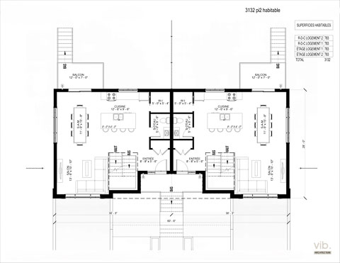 V-251 - Plan de maison interg&eacute;n&eacute;ration &agrave; vendre - Plan du rez-de-chauss&eacute;e