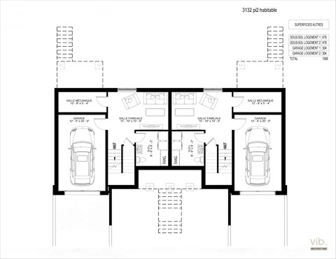 V-251 - Plan de maison interg&eacute;n&eacute;ration &agrave; vendre - Plan du sous-sol