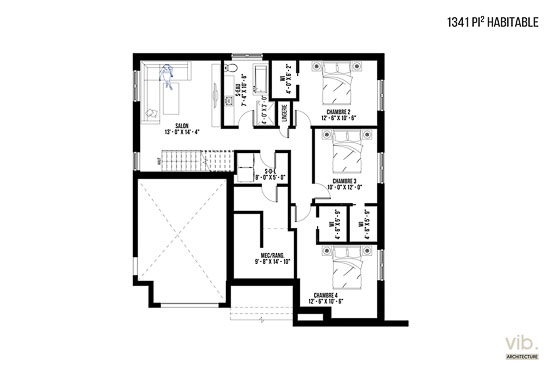 V-106-B - Plan de maison plain-pied à vendre - Plan du sous-sol