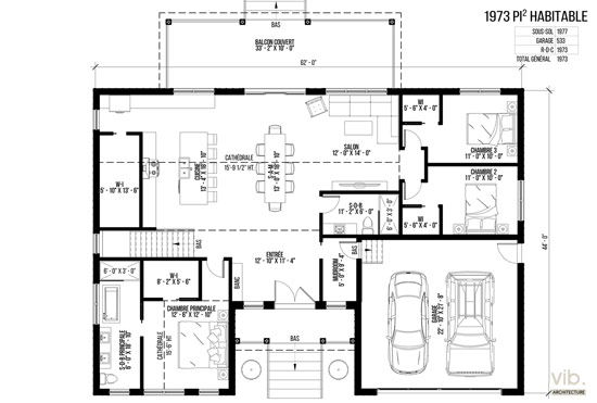 V-116 - Plan de maison plain-pied à vendre - Plan du rez-de-chaussée
