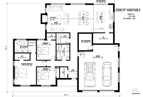 V-117 - Plan de maison plain-pied à vendre - Plan du rez-de-chaussée
