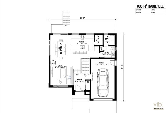V-120 - Plan de maison plain-pied à vendre - Plan du rez-de-chaussée