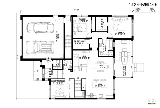 V-174-C - Plan de maison plain-pied à vendre - Plan du rez-de-chaussée
