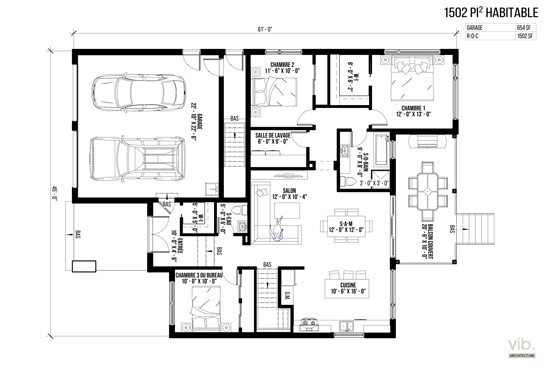 V-174-E - Plan de maison plain-pied à vendre - Plan du rez-de-chaussée