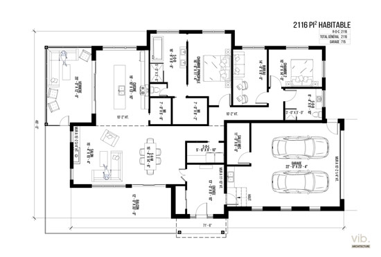 V-214 - Plan de maison plain-pied à vendre - Plan du rez-de-chaussée