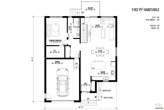 V-240-A - Plan de maison plain-pied à vendre - Plan du rez-de-chaussée