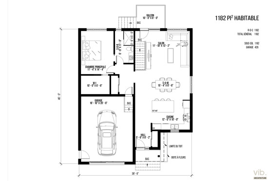 V-240-B - Plan de maison plain-pied à vendre - Plan du rez-de-chaussée
