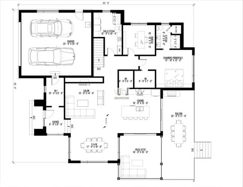 V-255-A - Plan de maison plain-pied à vendre - Plan du rez-de-chaussée